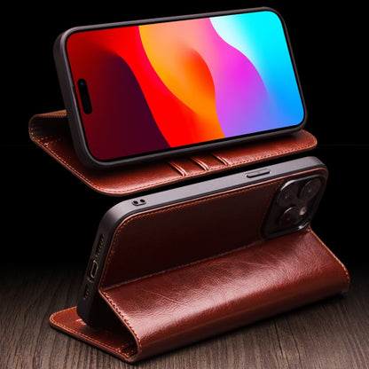 For iPhone 15 Pro QIALINO Classic Genuine Leather Phone Case(Brown) - iPhone 15 Pro Cases by QIALINO | Online Shopping South Africa | PMC Jewellery | Buy Now Pay Later Mobicred