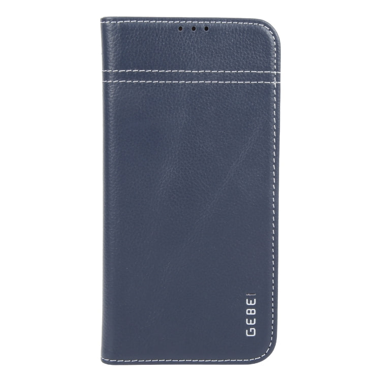 For iPhone 16 Pro GEBEI Top-grain Horizontal Flip Leather Phone Case(Blue) - iPhone 16 Pro Cases by GEBEI | Online Shopping South Africa | PMC Jewellery | Buy Now Pay Later Mobicred