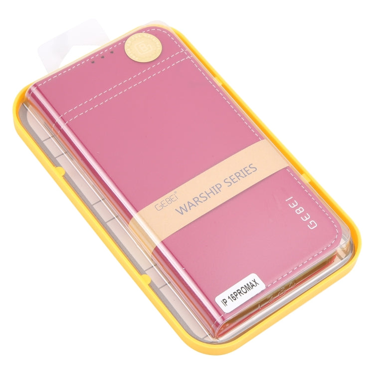 For iPhone 16 Pro Max GEBEI Top-grain Horizontal Flip Leather Phone Case(Rose Red) - iPhone 16 Pro Max Cases by GEBEI | Online Shopping South Africa | PMC Jewellery | Buy Now Pay Later Mobicred