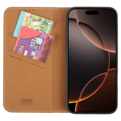 For iPhone 16 Pro Max GEBEI Top-grain Horizontal Flip Leather Phone Case(Brown) - iPhone 16 Pro Max Cases by GEBEI | Online Shopping South Africa | PMC Jewellery | Buy Now Pay Later Mobicred