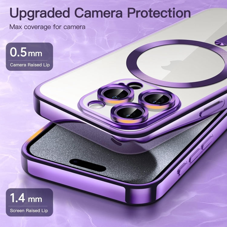 For iPhone 14 Pro Transparent Electroplated Magsafe Magnetic TPU Phone Case(Purple) - free shipping - PMC TechLife - Order now!