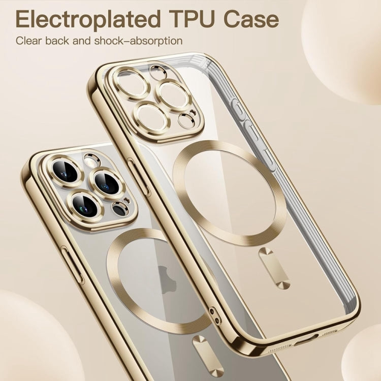 For iPhone 14 Pro Max Magsafe Magnetic Transparent Electroplated TPU Phone Case(Gold) - iPhone 14 Pro Max Cases by PMC TechLife | Online Shopping South Africa | PMC TechLife