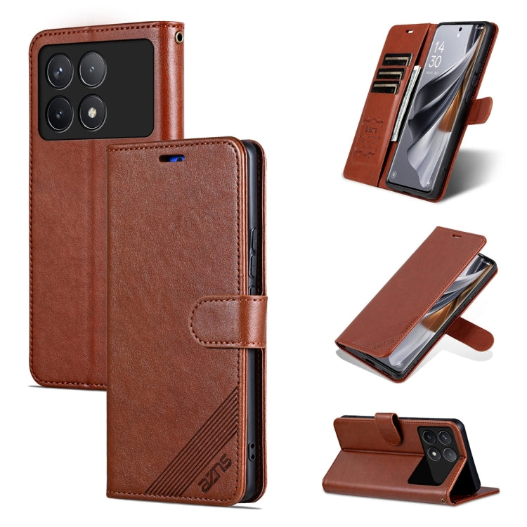 For Xiaomi Redmi K70 / K70 Pro AZNS Sheepskin Texture Flip Leather Phone Case(Brown) - K70 Pro Cases by AZNS | Online Shopping South Africa | PMC Jewellery | Buy Now Pay Later Mobicred