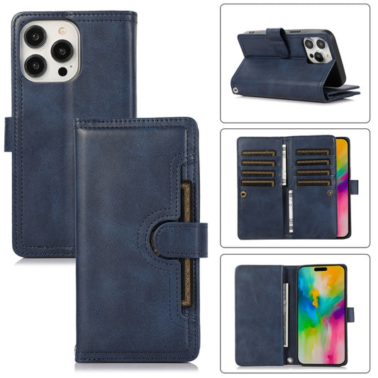 For iPhone 16 Pro Max Wristband Card Slot Leather Phone Case(Blue) - iPhone 16 Pro Max Cases by PMC Jewellery | Online Shopping South Africa | PMC Jewellery | Buy Now Pay Later Mobicred