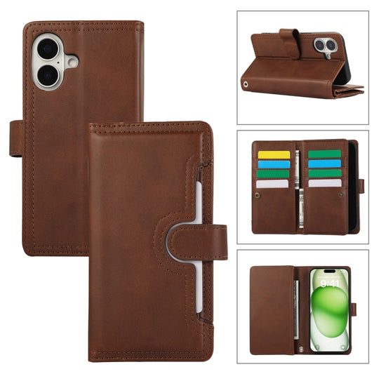 For iPhone 16 Wristband Card Slot Leather Phone Case(Coffee) - iPhone 16 Cases by PMC Jewellery | Online Shopping South Africa | PMC Jewellery | Buy Now Pay Later Mobicred