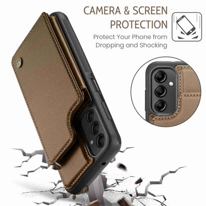 For Samsung Galaxy A14 CaseMe C22 Card Slots Holder RFID Anti-theft Phone Case(Brown) - Galaxy Phone Cases by CaseMe | Online Shopping South Africa | PMC Jewellery | Buy Now Pay Later Mobicred