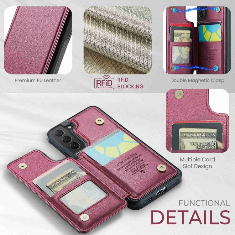 For Samsung Galaxy S22 5G CaseMe C22 Card Slots Holder RFID Anti-theft Phone Case(Wine Red) - Galaxy S22 5G Cases by CaseMe | Online Shopping South Africa | PMC Jewellery | Buy Now Pay Later Mobicred