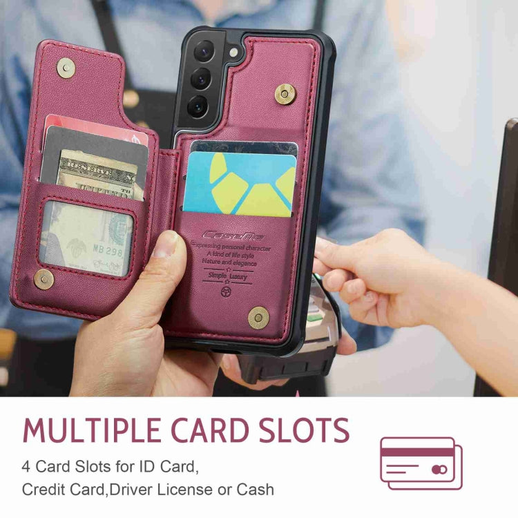 For Samsung Galaxy S22 5G CaseMe C22 Card Slots Holder RFID Anti-theft Phone Case(Wine Red) - Galaxy S22 5G Cases by CaseMe | Online Shopping South Africa | PMC Jewellery | Buy Now Pay Later Mobicred