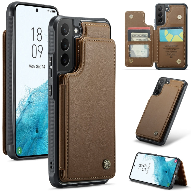 For Samsung Galaxy S22 5G CaseMe C22 Card Slots Holder RFID Anti-theft Phone Case(Brown) - Galaxy S22 5G Cases by CaseMe | Online Shopping South Africa | PMC Jewellery | Buy Now Pay Later Mobicred