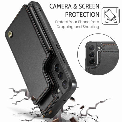 For Samsung Galaxy S22 5G CaseMe C22 Card Slots Holder RFID Anti-theft Phone Case(Black) - Galaxy S22 5G Cases by CaseMe | Online Shopping South Africa | PMC Jewellery | Buy Now Pay Later Mobicred