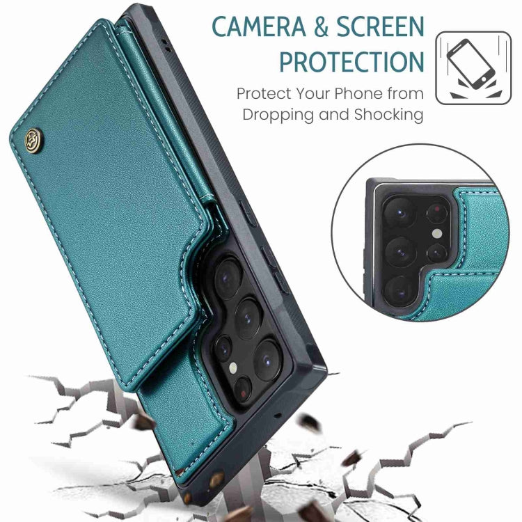 For Samsung Galaxy S22 Ultra 5G CaseMe C22 Card Slots Holder RFID Anti-theft Phone Case(Blue Green) - Galaxy S22 Ultra 5G Cases by CaseMe | Online Shopping South Africa | PMC Jewellery | Buy Now Pay Later Mobicred