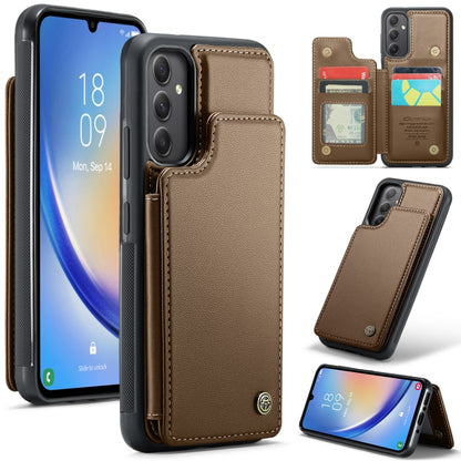 For Samsung Galaxy A34 5G CaseMe C22 Card Slots Holder RFID Anti-theft Phone Case(Brown) - Galaxy Phone Cases by CaseMe | Online Shopping South Africa | PMC Jewellery | Buy Now Pay Later Mobicred