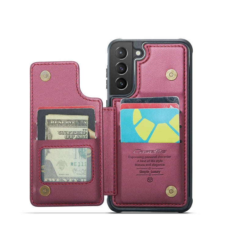 For Samsung Galaxy S21+ 5G CaseMe C22 Card Slots Holder RFID Anti-theft Phone Case(Wine Red) - Galaxy S21+ 5G Cases by CaseMe | Online Shopping South Africa | PMC Jewellery | Buy Now Pay Later Mobicred