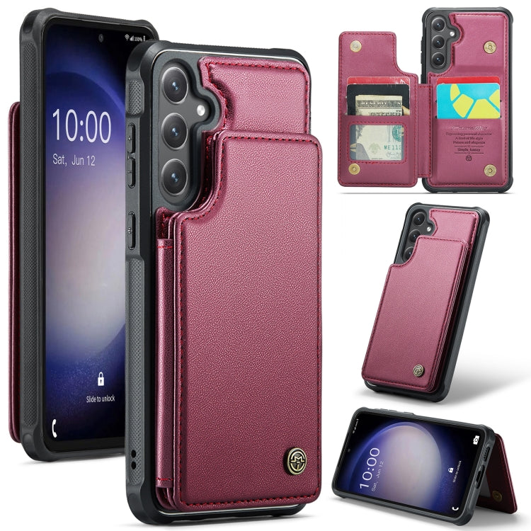 For Samsung Galaxy S23 FE 5G CaseMe C22 Card Slots Holder RFID Anti-theft Phone Case(Wine Red) - Galaxy S23 FE 5G Cases by CaseMe | Online Shopping South Africa | PMC Jewellery | Buy Now Pay Later Mobicred