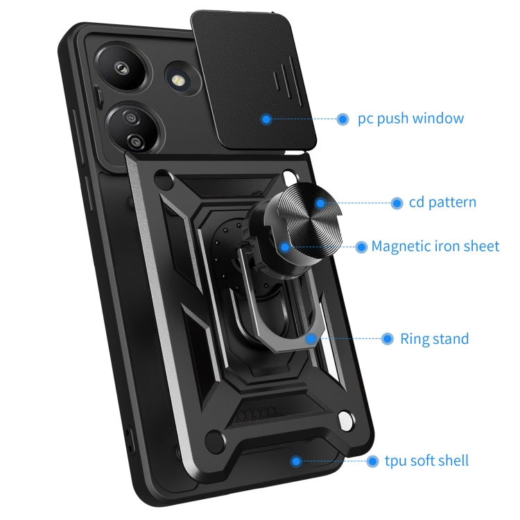 For Xiaomi Redmi 13C 4G Sliding Camera Cover Design TPU Hybrid PC Phone Case(Blue) - 13C Cases by PMC TechLife | Online Shopping South Africa | PMC TechLife | Buy Now Pay Later Mobicred