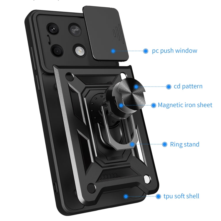 For Xiaomi Redmi Note 13 5G Sliding Camera Cover Design TPU Hybrid PC Phone Case(Red) - Xiaomi Cases by PMC TechLife | Online Shopping South Africa | PMC TechLife | Buy Now Pay Later Mobicred