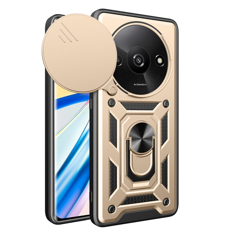 For Xiaomi Redmi A3 Sliding Camera Cover Design TPU Hybrid PC Phone Case(Gold) - Xiaomi Cases by PMC Jewellery | Online Shopping South Africa | PMC Jewellery | Buy Now Pay Later Mobicred