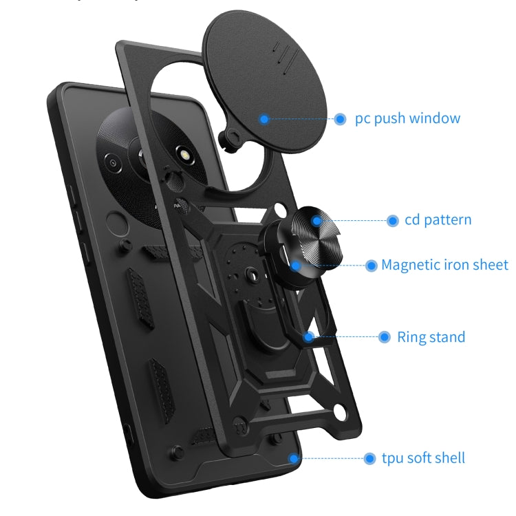 For Xiaomi Redmi A3 Sliding Camera Cover Design TPU Hybrid PC Phone Case(Blue) - Xiaomi Cases by PMC TechLife | Online Shopping South Africa | PMC TechLife | Buy Now Pay Later Mobicred