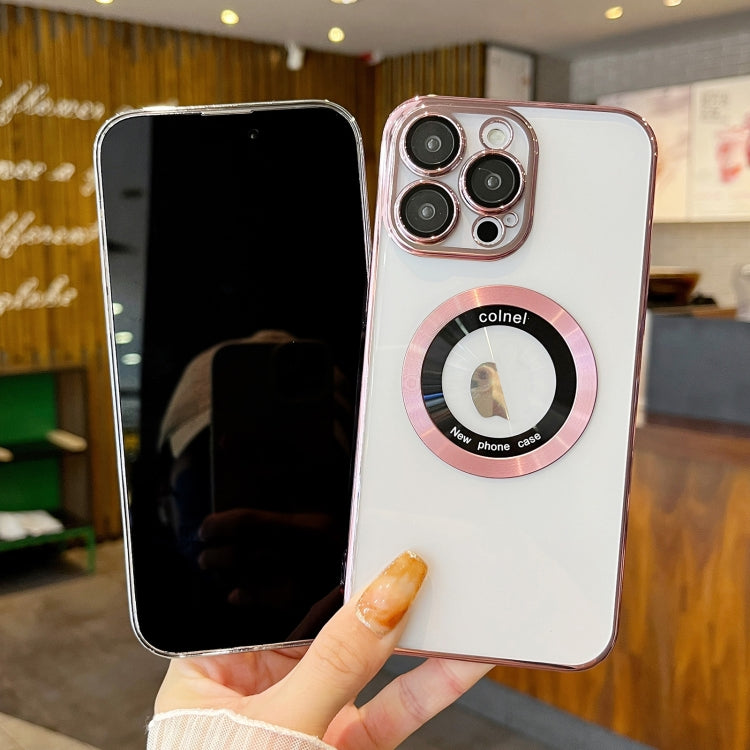 For iPhone 13 Pro Transparent Electroplated PC MagSafe Phone Case(Wine Red) - iPhone 13 Pro Cases by PMC TechLife | Online Shopping South Africa | PMC TechLife