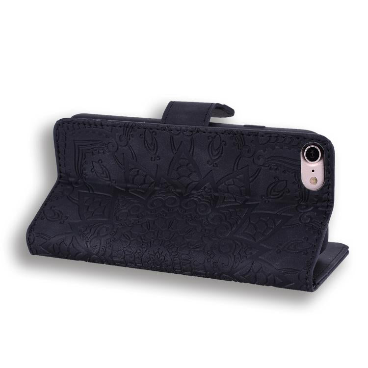 For iPhone 16e Mandala Embossed Dual-Fold Calf Leather Phone Case(Black) - free shipping - PMC TechLife - Order now!