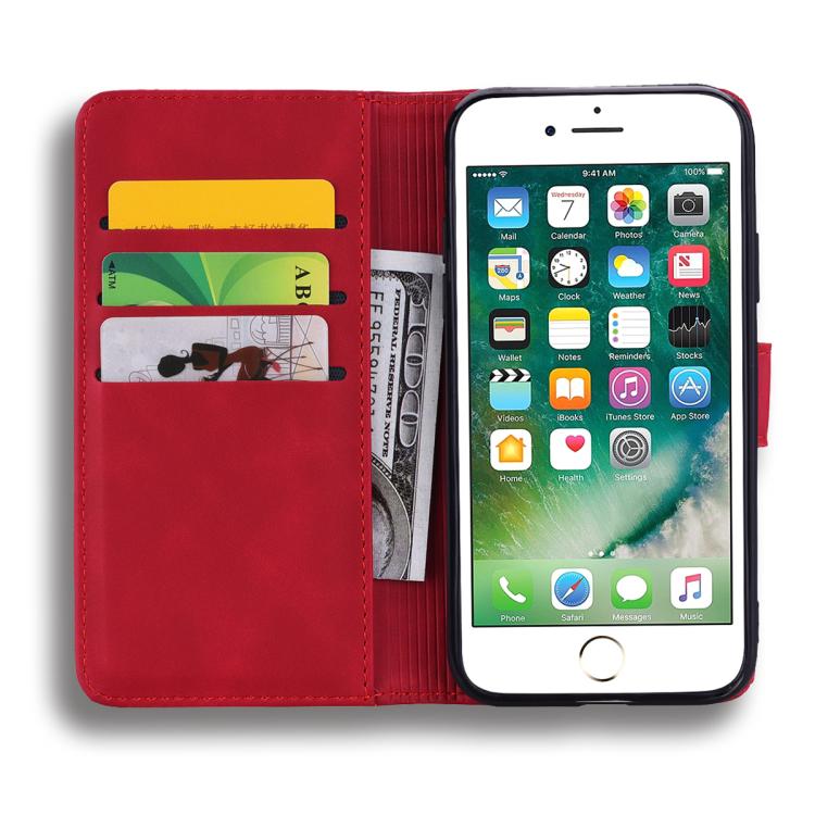 For iPhone 16e Mandala Embossed Dual-Fold Calf Leather Phone Case(Red) - iPhone 16e Cases by PMC TechLife | Online Shopping South Africa | PMC TechLife | Buy Now Pay Later Mobicred