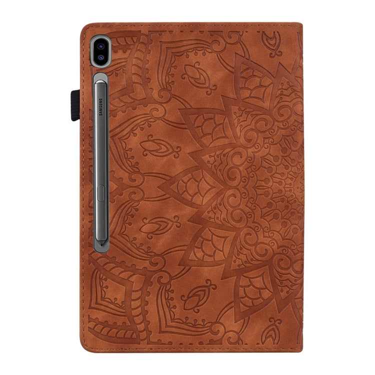 For Samsung Galaxy Tab S9 FE Calf Texture Embossed Leather Tablet Case(Brown) - Galaxy Tab S9 FE by PMC Jewellery | Online Shopping South Africa | PMC Jewellery | Buy Now Pay Later Mobicred