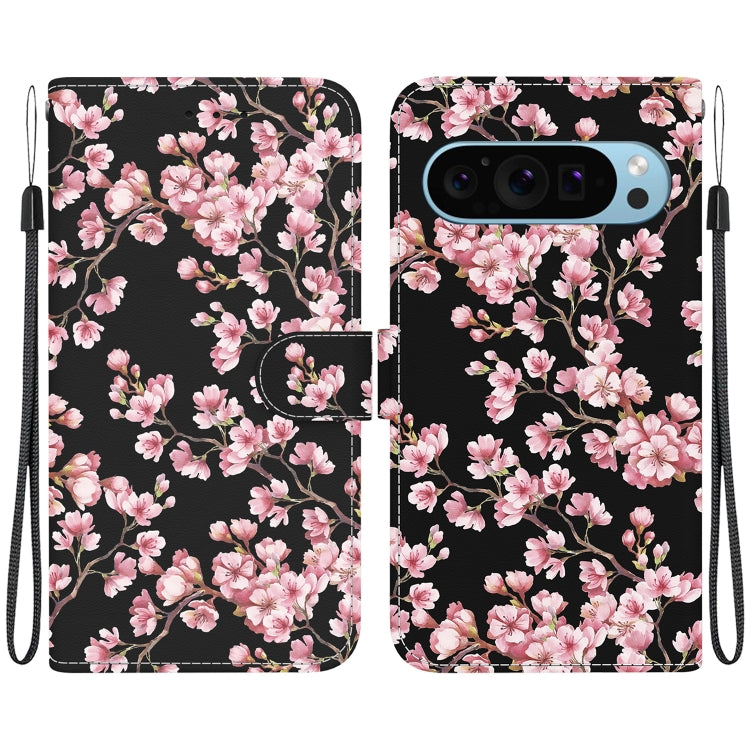 For Google Pixel 9 Crystal Texture Colored Drawing Leather Phone Case(Plum Bossom) - Google Cases by PMC TechLife | Online Shopping South Africa | PMC TechLife | Buy Now Pay Later Mobicred