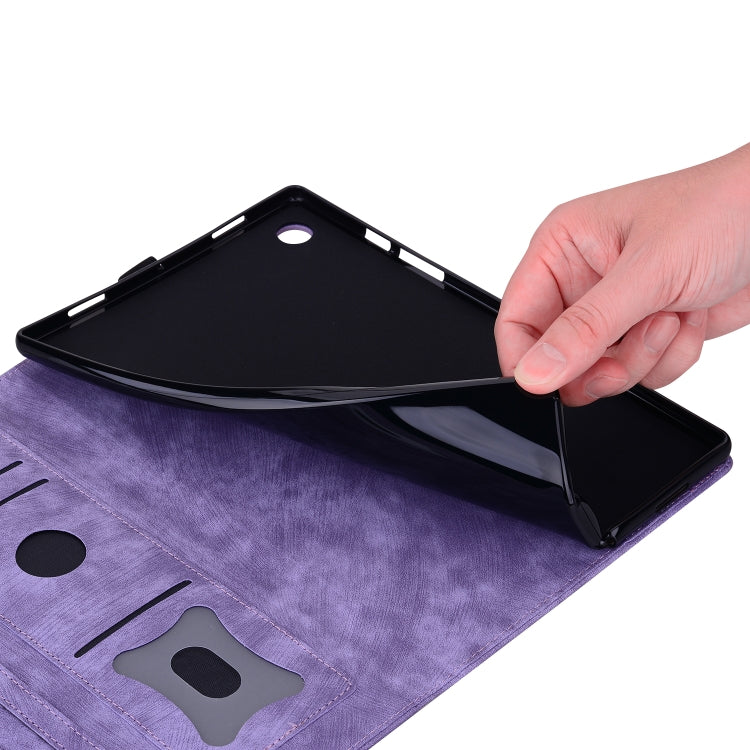 For Lenovo Tab K11 Plus / M11 Plus Cartoon Sakura Cat Embossed Leather Tablet Case(Purple) - Lenovo by PMC TechLife | Online Shopping South Africa | PMC TechLife | Buy Now Pay Later Mobicred