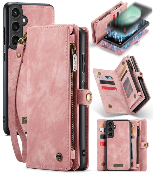 For Samsung Galaxy S23 FE CaseMe 008 Multifunctional Zipper Wallet Leather Phone Case with Lanyard(Pink) - Galaxy S23 FE 5G Cases by CaseMe | Online Shopping South Africa | PMC Jewellery | Buy Now Pay Later Mobicred