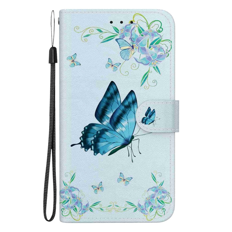 For OPPO A38 4G / A18 Crystal Texture Colored Drawing Leather Phone Case(Blue Pansies) - A38 Cases by PMC Jewellery | Online Shopping South Africa | PMC Jewellery | Buy Now Pay Later Mobicred