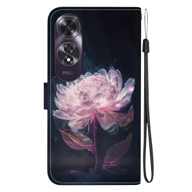 For OPPO A60 4G Crystal Texture Colored Drawing Leather Phone Case(Purple Peony) - OPPO Cases by PMC Jewellery | Online Shopping South Africa | PMC Jewellery | Buy Now Pay Later Mobicred