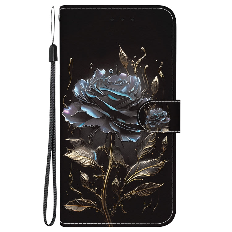 For Realme C67 4G Global Crystal Texture Colored Drawing Leather Phone Case(Black Rose) - C67 Cases by PMC Jewellery | Online Shopping South Africa | PMC Jewellery | Buy Now Pay Later Mobicred