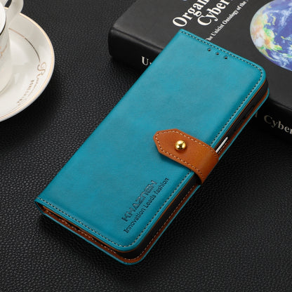 For Google Pixel 9 KHAZNEH Dual-color Cowhide Texture Flip Leather Phone Case(Blue) - Google Cases by PMC Jewellery | Online Shopping South Africa | PMC Jewellery | Buy Now Pay Later Mobicred