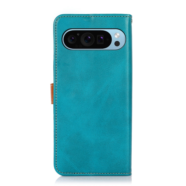 For Google Pixel 9 KHAZNEH Dual-color Cowhide Texture Flip Leather Phone Case(Blue) - Google Cases by PMC Jewellery | Online Shopping South Africa | PMC Jewellery | Buy Now Pay Later Mobicred