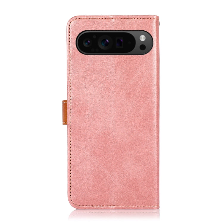 For Google Pixel 9 Pro KHAZNEH Dual-color Cowhide Texture Flip Leather Phone Case(Rose Gold) - Google Cases by PMC Jewellery | Online Shopping South Africa | PMC Jewellery | Buy Now Pay Later Mobicred