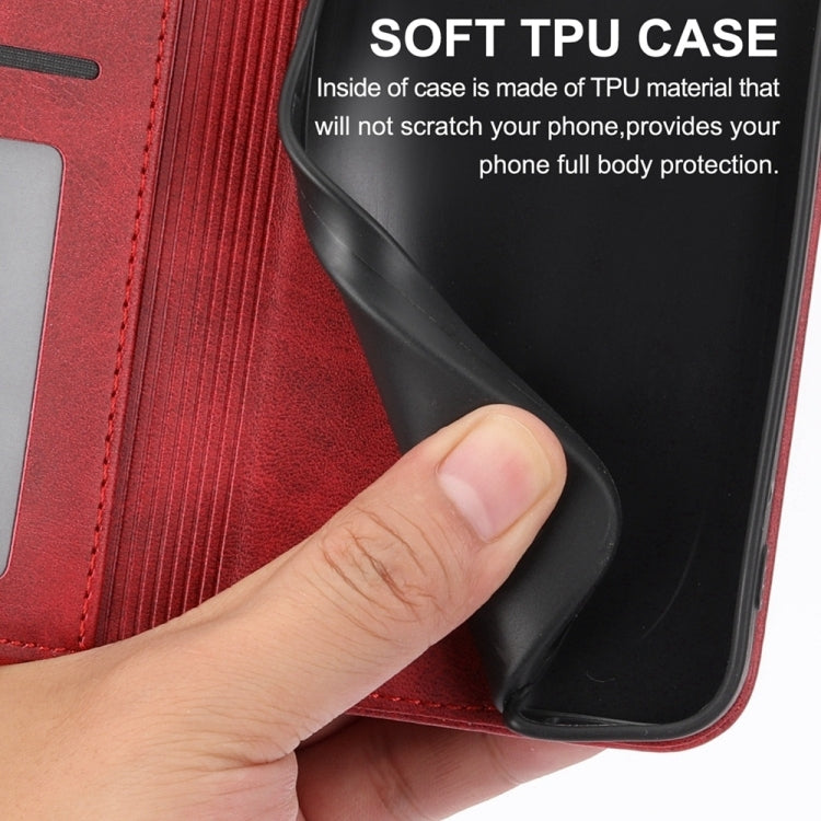For iPhone 16e Cubic Grid Calf Texture Magnetic Leather Phone Case(Red) - iPhone 16e Cases by PMC TechLife | Online Shopping South Africa | PMC TechLife | Buy Now Pay Later Mobicred