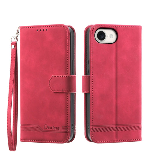 For iPhone 16e Dierfeng Dream Line TPU + PU Leather Phone Case(Red) - iPhone 16e Cases by PMC Jewellery | Online Shopping South Africa | PMC Jewellery | Buy Now Pay Later Mobicred