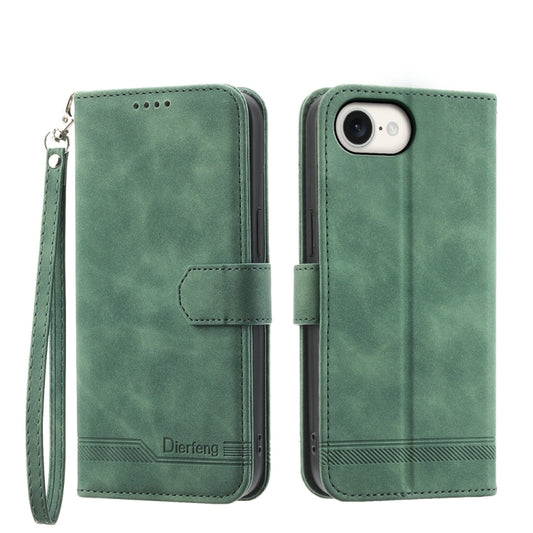 For iPhone 16e Dierfeng Dream Line TPU + PU Leather Phone Case(Green) - iPhone 16e Cases by PMC Jewellery | Online Shopping South Africa | PMC Jewellery | Buy Now Pay Later Mobicred