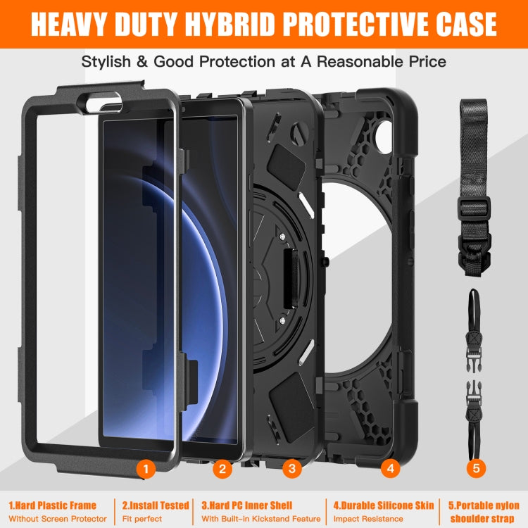 For Samsung Galaxy Tab A9 Rotary Handle Grab TPU + PC Tablet Case(Black) - Galaxy Tab A9 by PMC TechLife | Online Shopping South Africa | PMC TechLife