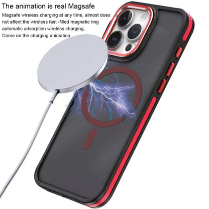 For iPhone 15 Plus Two-color Frosted MagSafe Magnetic Phone Case(Red) - iPhone 15 Plus Cases by PMC Jewellery | Online Shopping South Africa | PMC Jewellery