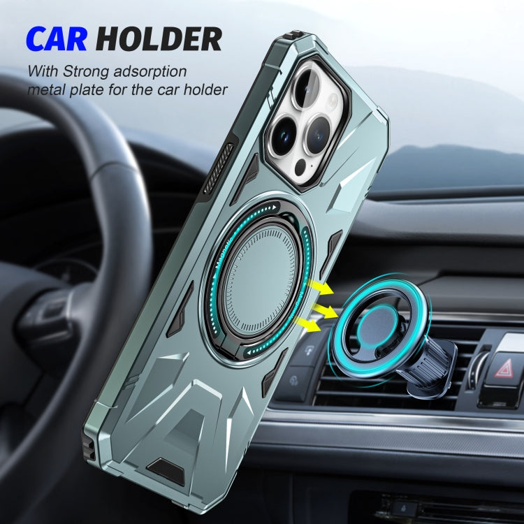 For iPhone 14 Pro Max MagSafe Magnetic Shockproof Phone Case with Ring Holder(Green) - iPhone 14 Pro Max Cases by PMC TechLife | Online Shopping South Africa | PMC TechLife