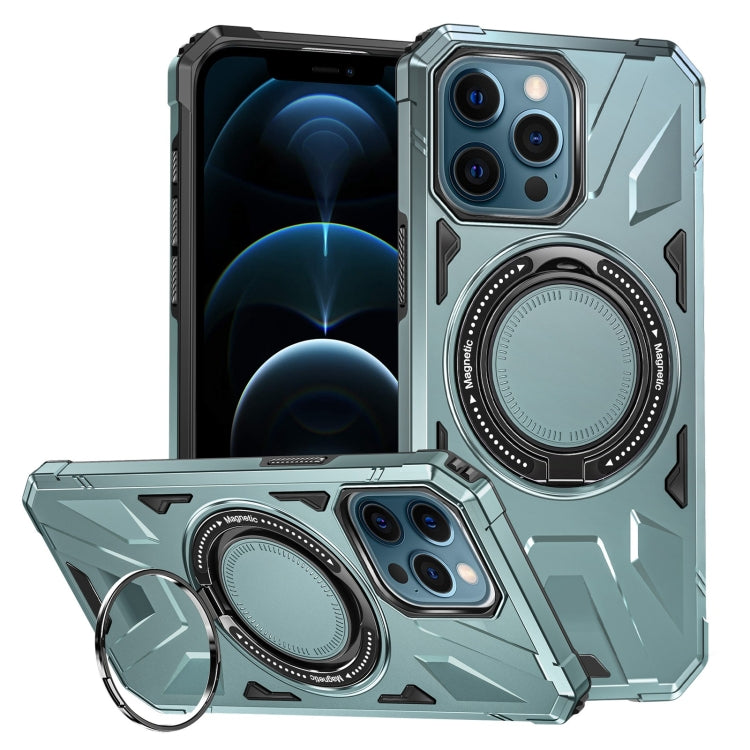 For iPhone 12 Pro Max MagSafe Magnetic Shockproof Phone Case with Ring Holder(Green) - iPhone 12 Pro Max Cases by PMC TechLife | Online Shopping South Africa | PMC TechLife