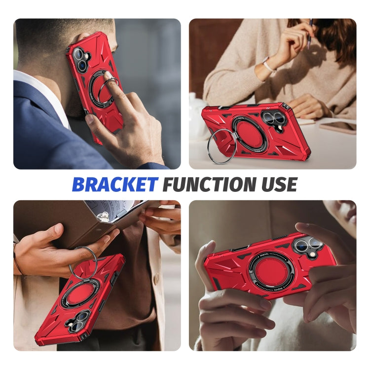 For iPhone 16 Plus MagSafe Magnetic Shockproof Phone Case with Ring Holder(Red) - iPhone 16 Plus Cases by PMC Jewellery | Online Shopping South Africa | PMC Jewellery | Buy Now Pay Later Mobicred