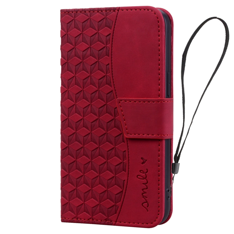 For iPhone 16 Plus Business Diamond Buckle Leather Phone Case with Lanyard(Wine Red) - iPhone 16 Plus Cases by PMC Jewellery | Online Shopping South Africa | PMC Jewellery | Buy Now Pay Later Mobicred