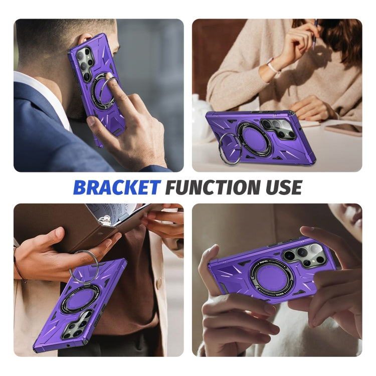 For Samsung Galaxy S23 Ultra 5G MagSafe Magnetic Shockproof Phone Case with Ring Holder(Purple) - Galaxy S23 Ultra 5G Cases by PMC Jewellery | Online Shopping South Africa | PMC Jewellery