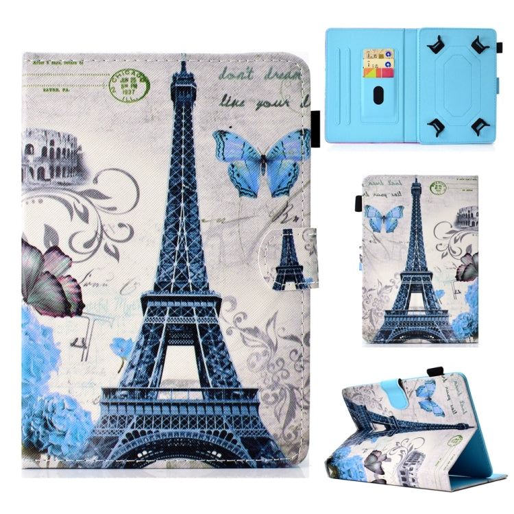 For 10 inch Universal Colored Drawing Stitching Leather Tablet Case(Iron Tower) - 10 - 11 inch by PMC TechLife | Online Shopping South Africa | PMC TechLife | Buy Now Pay Later Mobicred