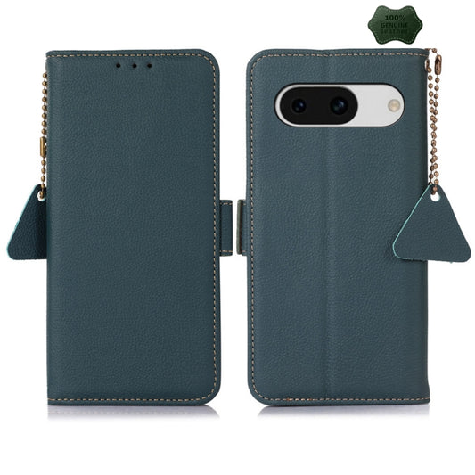 For Google Pixel 8A Side-Magnetic TJ Genuine Leather RFID Phone Case(Green) - Google Cases by PMC Jewellery | Online Shopping South Africa | PMC Jewellery | Buy Now Pay Later Mobicred