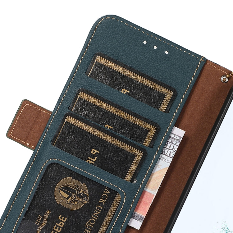 For Google Pixel 8A Side-Magnetic TJ Genuine Leather RFID Phone Case(Green) - Google Cases by PMC TechLife | Online Shopping South Africa | PMC TechLife | Buy Now Pay Later Mobicred
