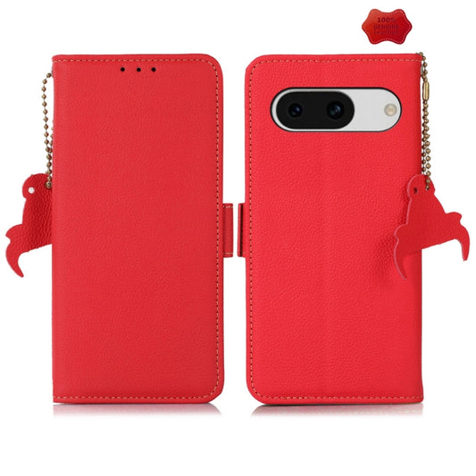 For Google Pixel 8A Side-Magnetic TJ Genuine Leather RFID Phone Case(Red) - Google Cases by PMC Jewellery | Online Shopping South Africa | PMC Jewellery | Buy Now Pay Later Mobicred