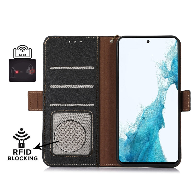 For Google Pixel 9 Side-Magnetic TJ Genuine Leather RFID Phone Case(Black) - Google Cases by PMC Jewellery | Online Shopping South Africa | PMC Jewellery | Buy Now Pay Later Mobicred